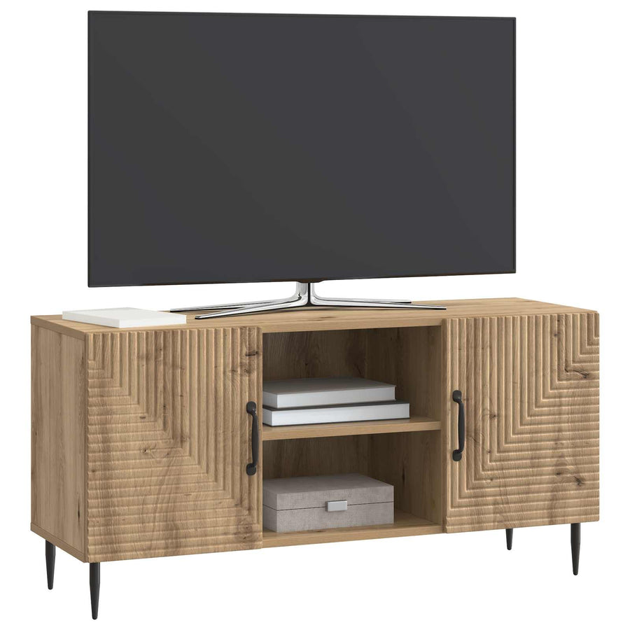 TV-kast Artisanaal eiken 102 x 34,5 x 50 cm Bewerkt hout
