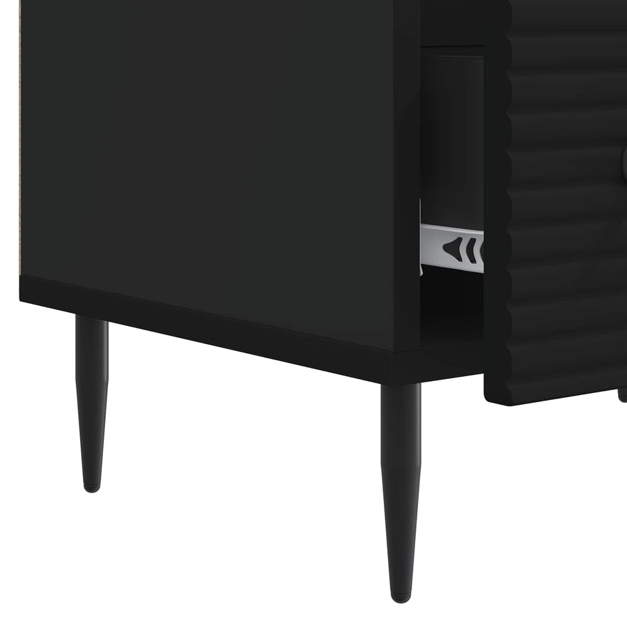 TV-kast met lade Zwart 147 x 34,5 x 30 cm Bewerkt hout