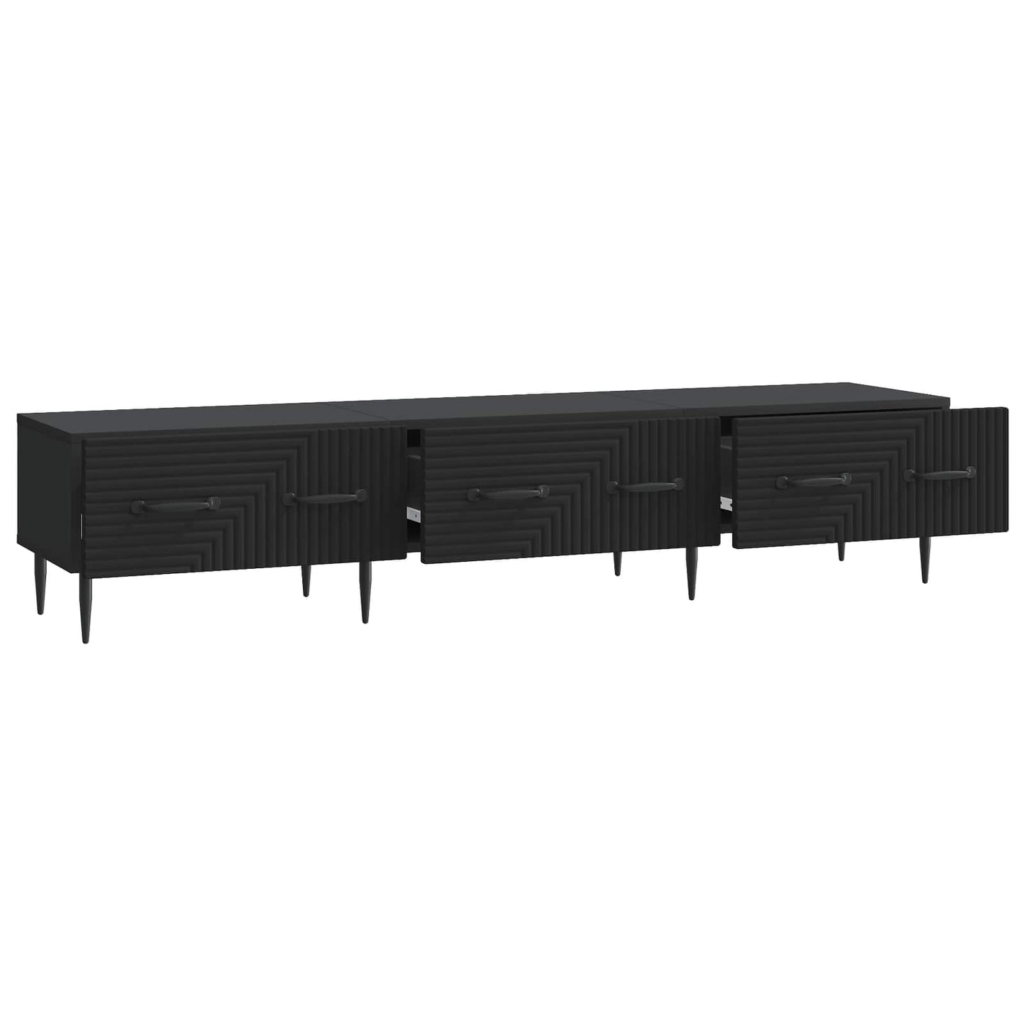 TV-kast met lade Zwart 147 x 34,5 x 30 cm Bewerkt hout