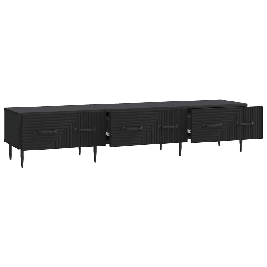 TV-kast met lade Zwart 147 x 34,5 x 30 cm Bewerkt hout