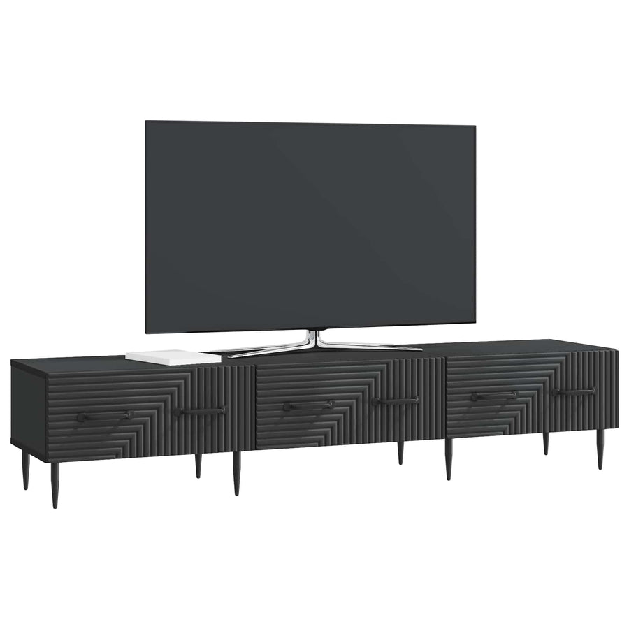 TV-kast met lade Zwart 147 x 34,5 x 30 cm Bewerkt hout