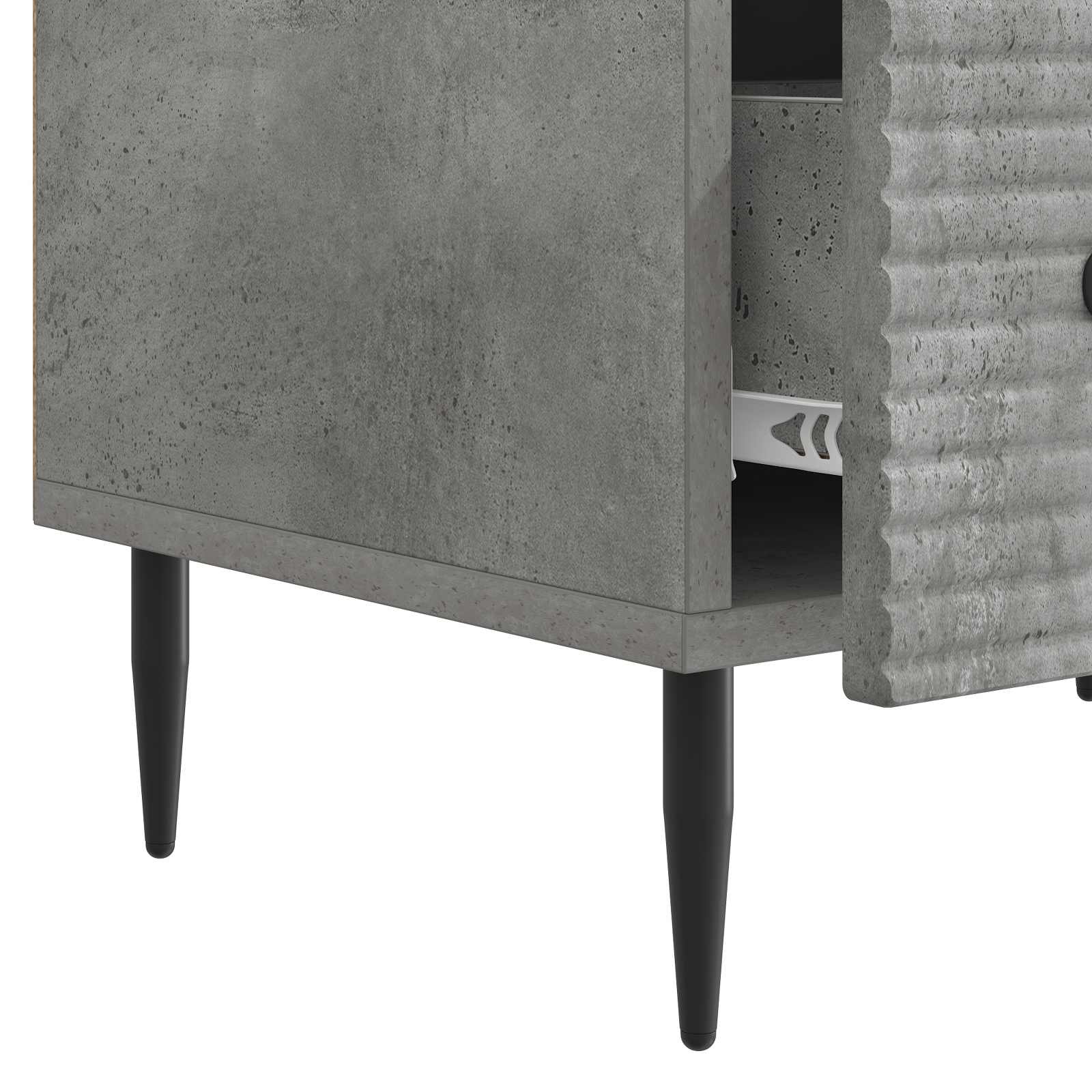 TV-kast met lade Betongrijs 147 x 34,5 x 30 cm Bewerkt hout