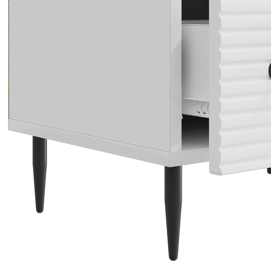 TV-kast met lade Hoogglans Wit 147 x 34,5 x 30 cm Bewerkt hout