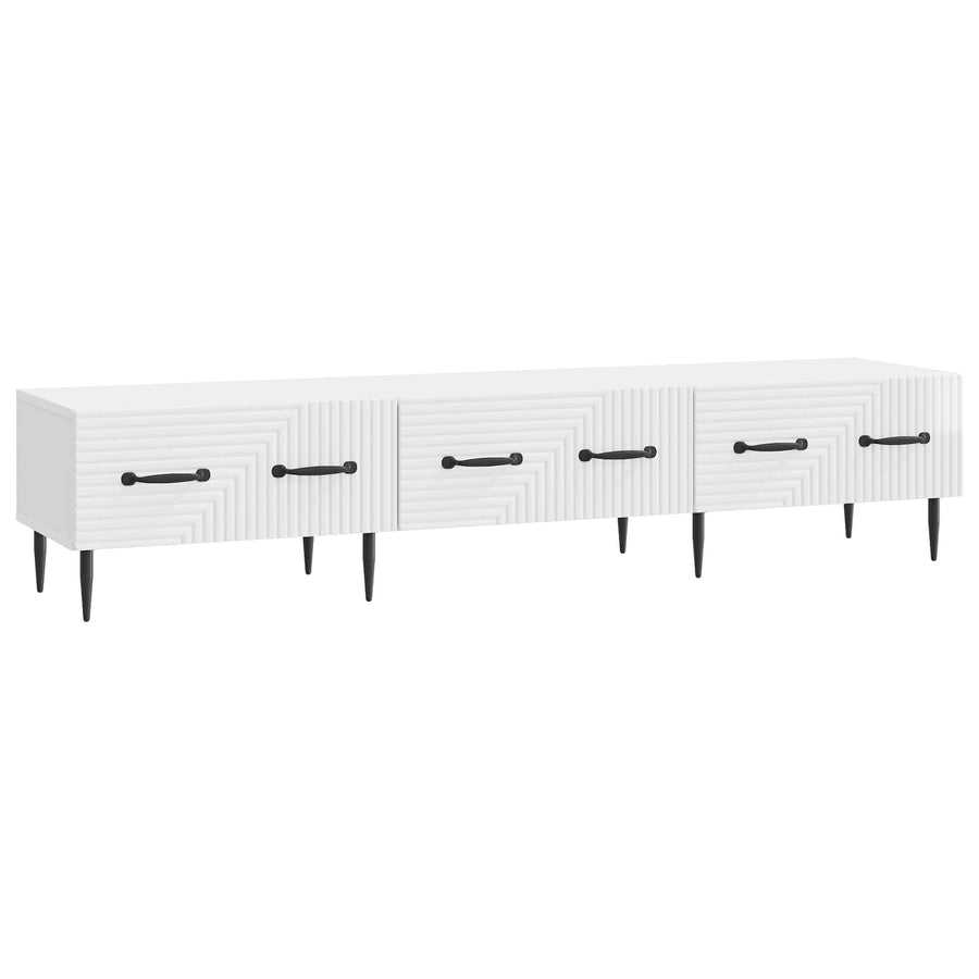 TV-kast met lade Hoogglans Wit 147 x 34,5 x 30 cm Bewerkt hout