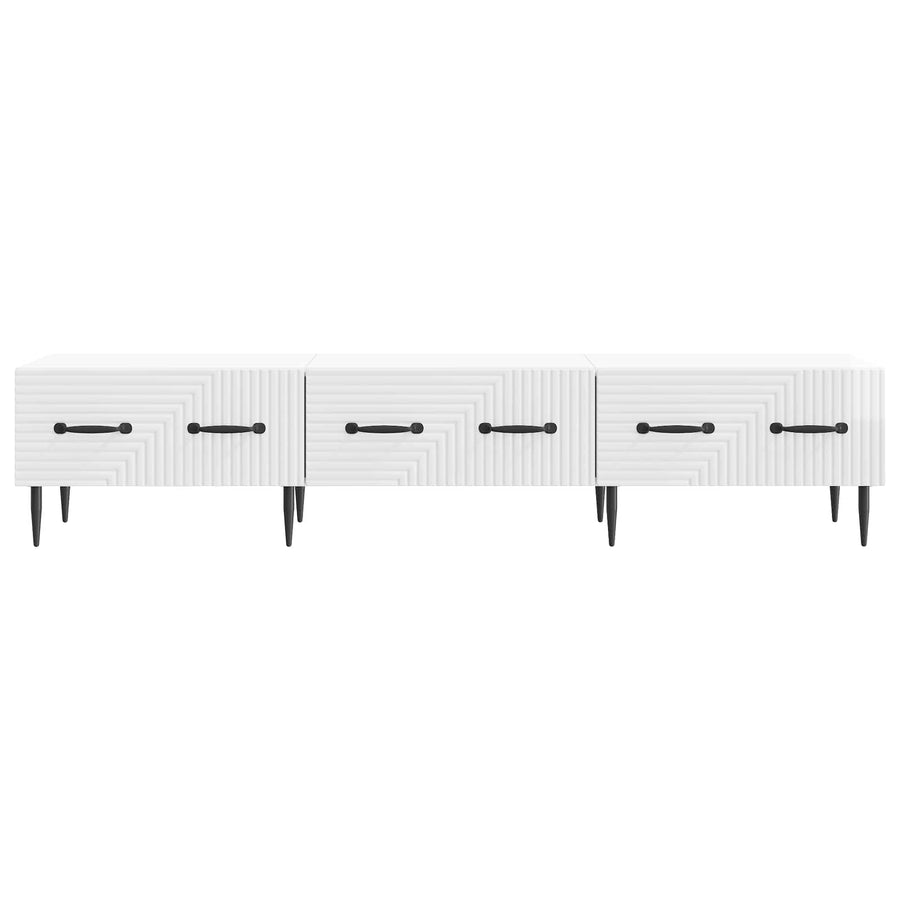 TV-kast met lade Hoogglans Wit 147 x 34,5 x 30 cm Bewerkt hout
