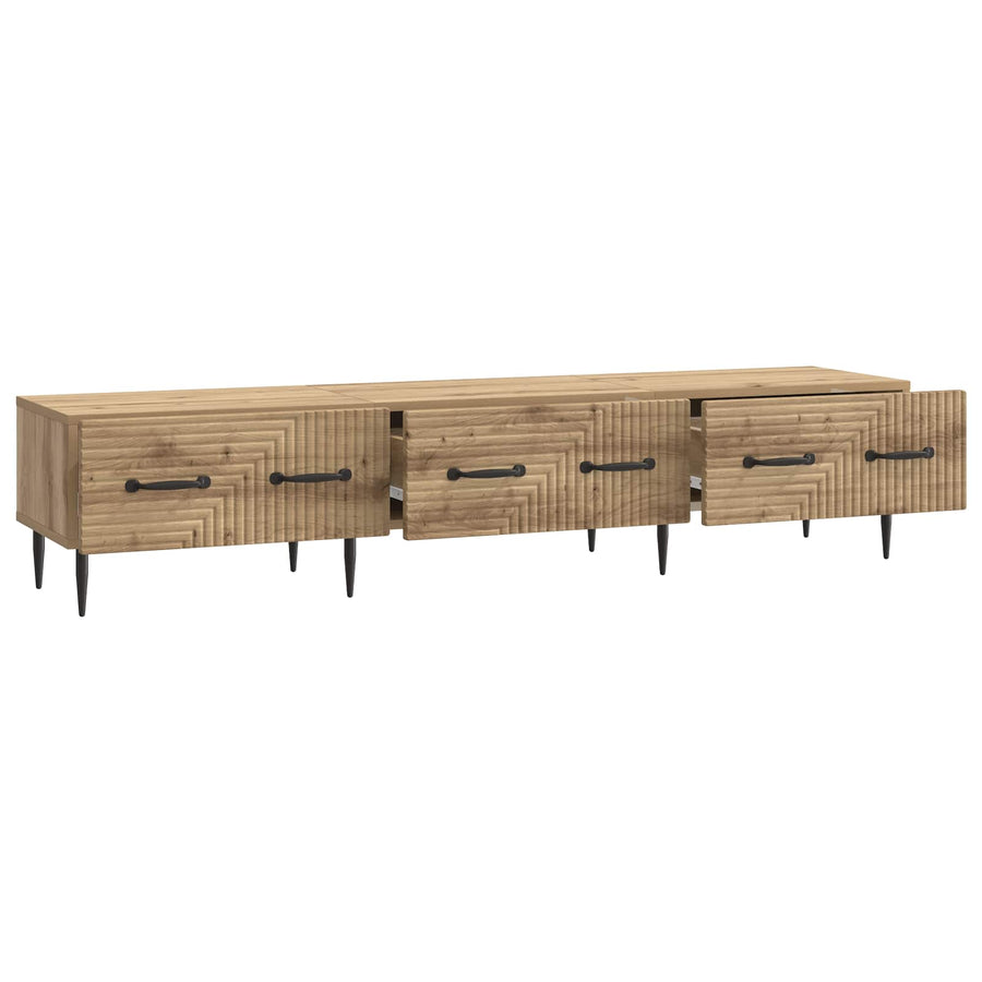TV-kast Artisanaal eiken 147 x 34,5 x 30 cm Bewerkt hout