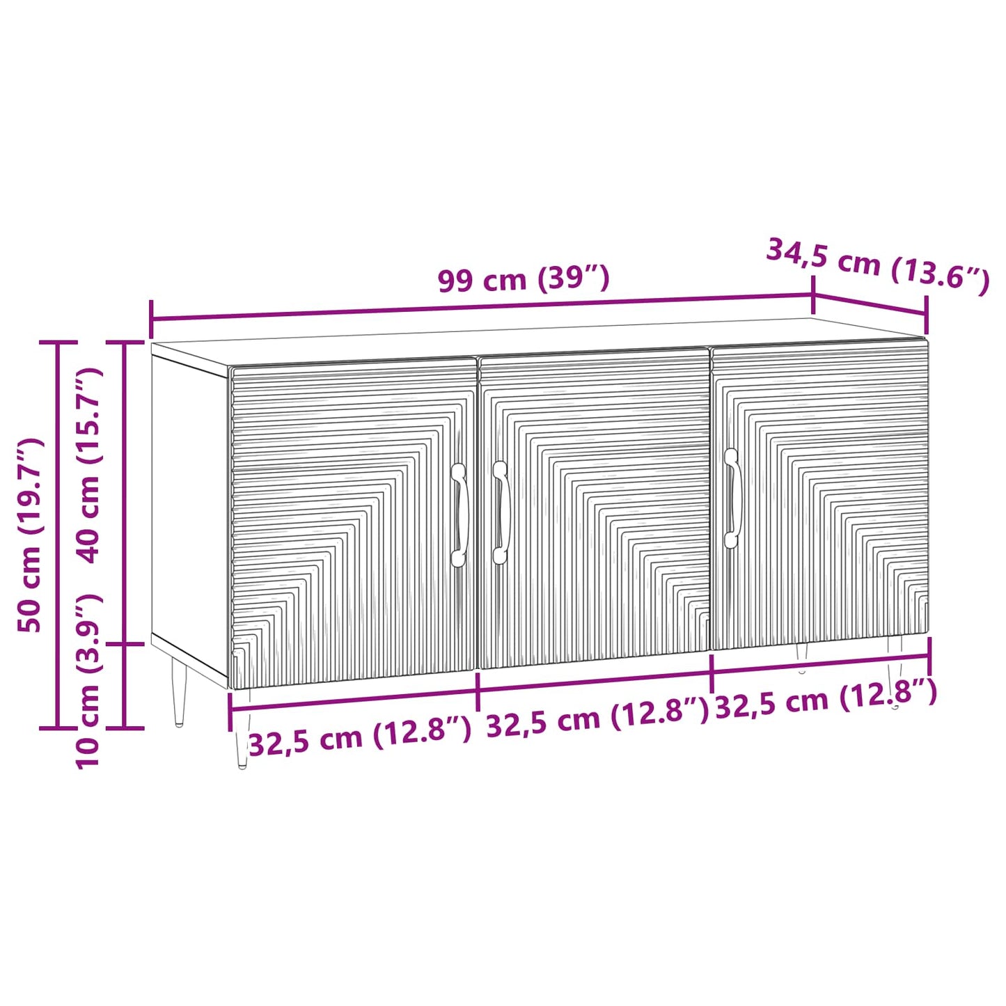 TV-kast Wit 99 x 34,5 x 50 cm Bewerkt hout
