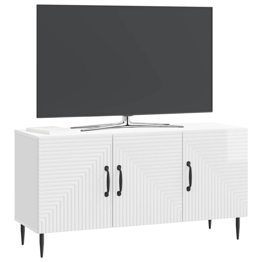 TV-kast Hoogglans Wit 99 x 34,5 x 50 cm Bewerkt hout