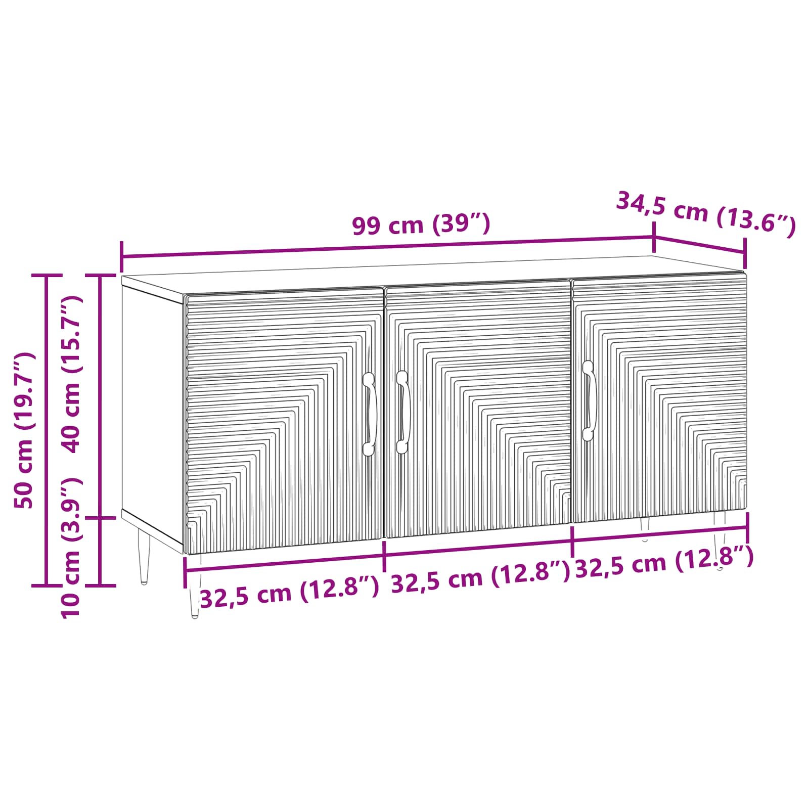 TV-kast Artisanaal eiken 99 x 34,5 x 50 cm Bewerkt hout