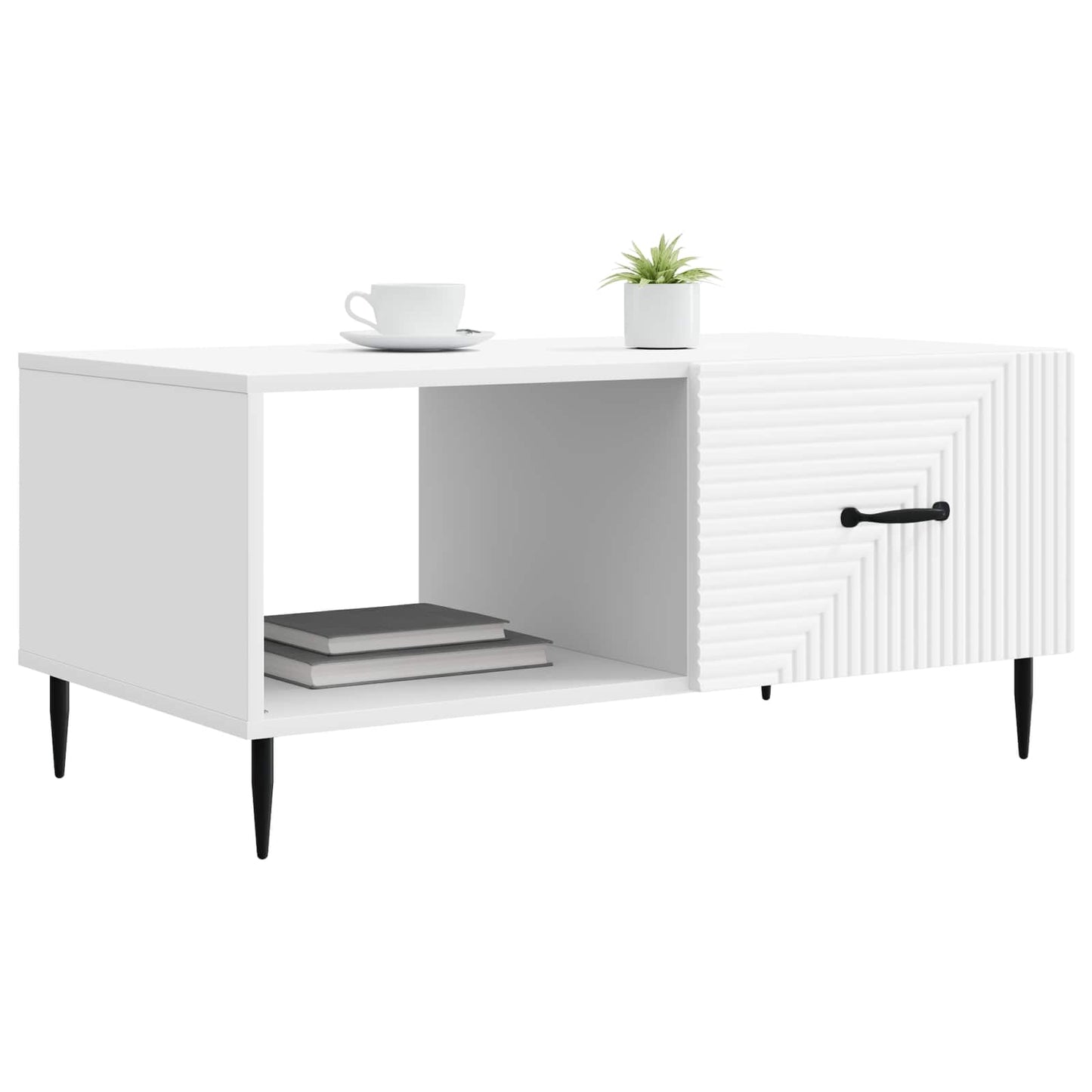 Salontafel Wit 90 x 50 x 40 cm Bewerkt hout