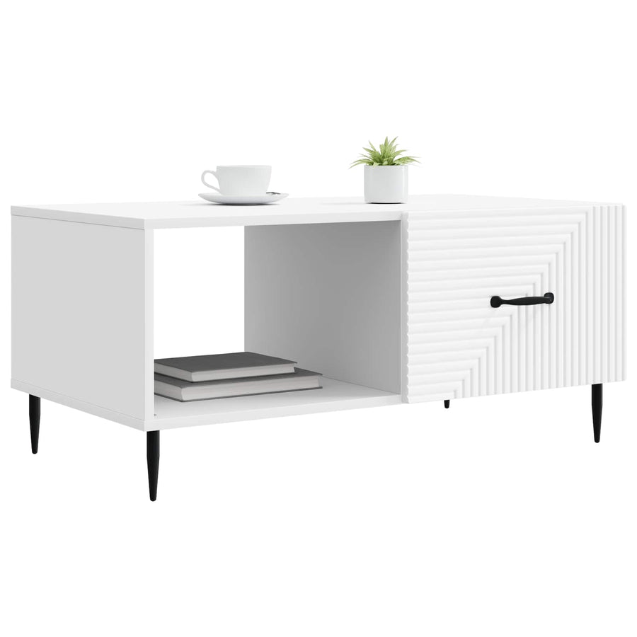 Salontafel Wit 90 x 50 x 40 cm Bewerkt hout