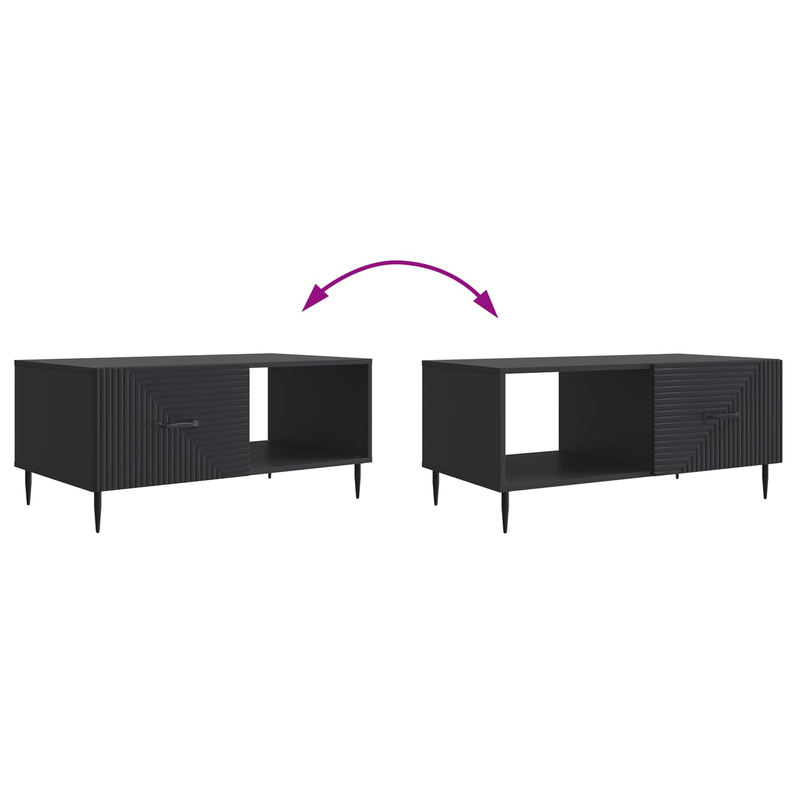 Salontafel Zwart 90 x 50 x 40 cm Bewerkt hout