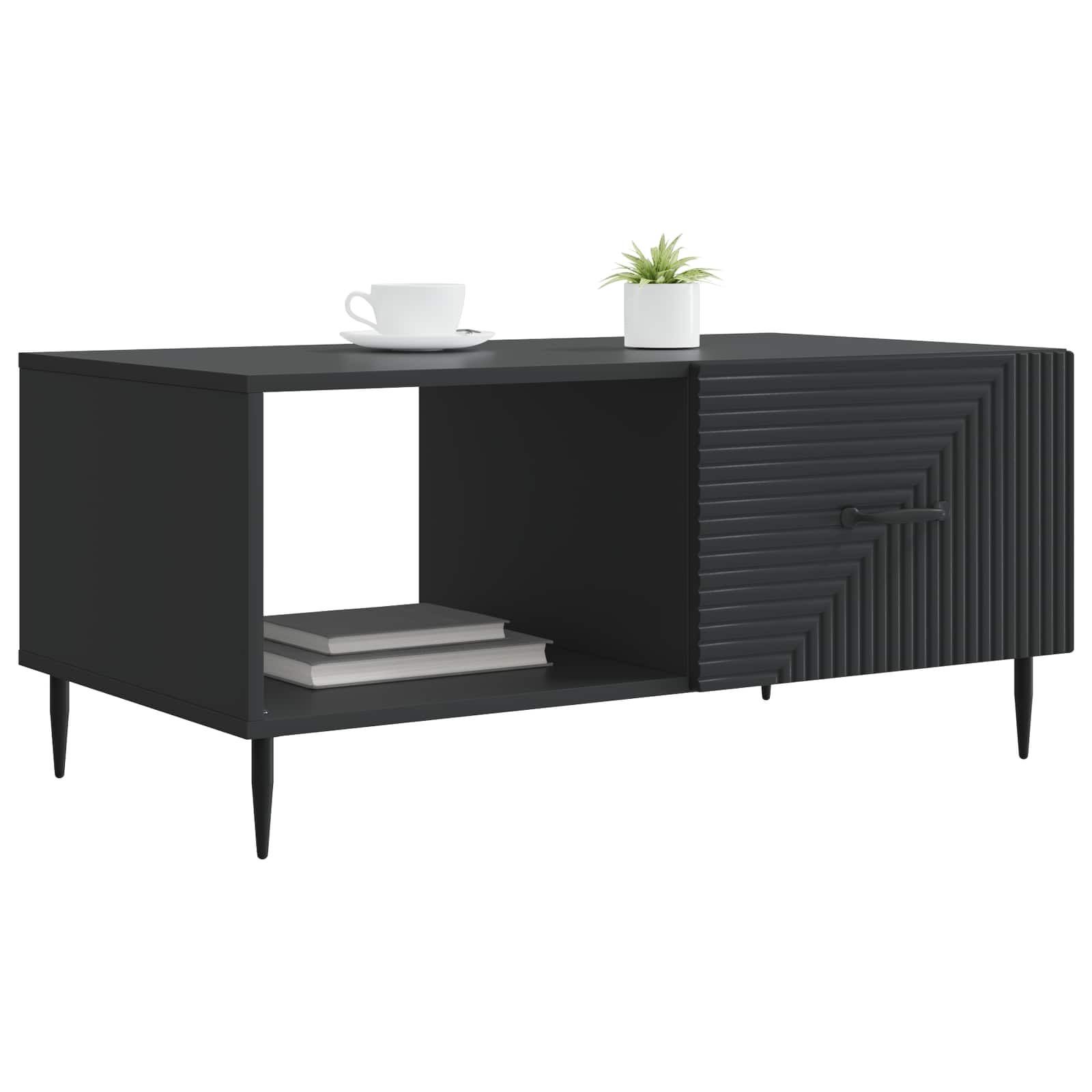Salontafel Zwart 90 x 50 x 40 cm Bewerkt hout