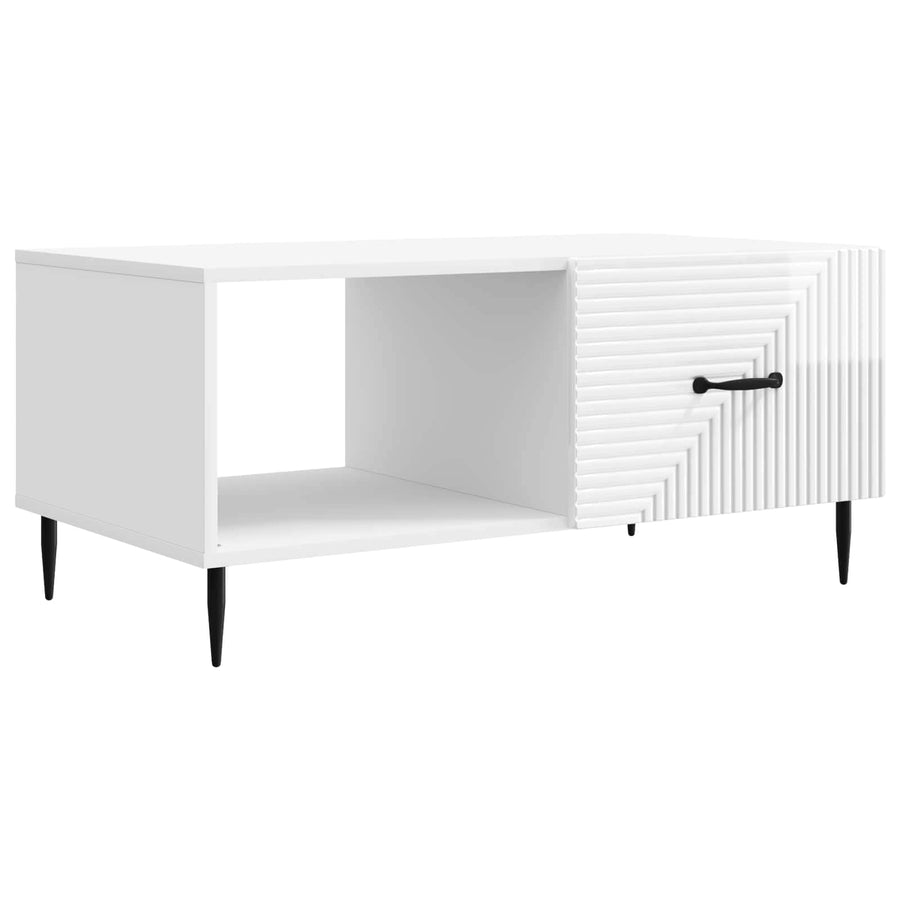 Salontafel Hoogglans Wit 90 x 50 x 40 cm Bewerkt hout