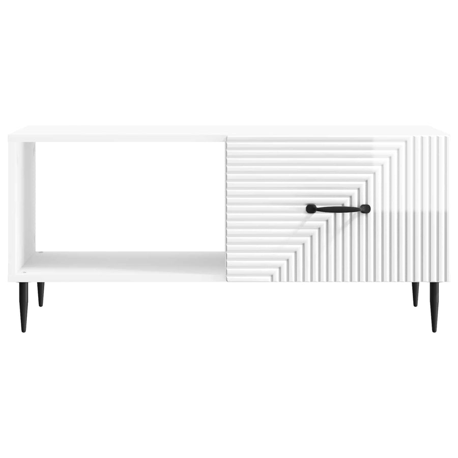 Salontafel Hoogglans Wit 90 x 50 x 40 cm Bewerkt hout