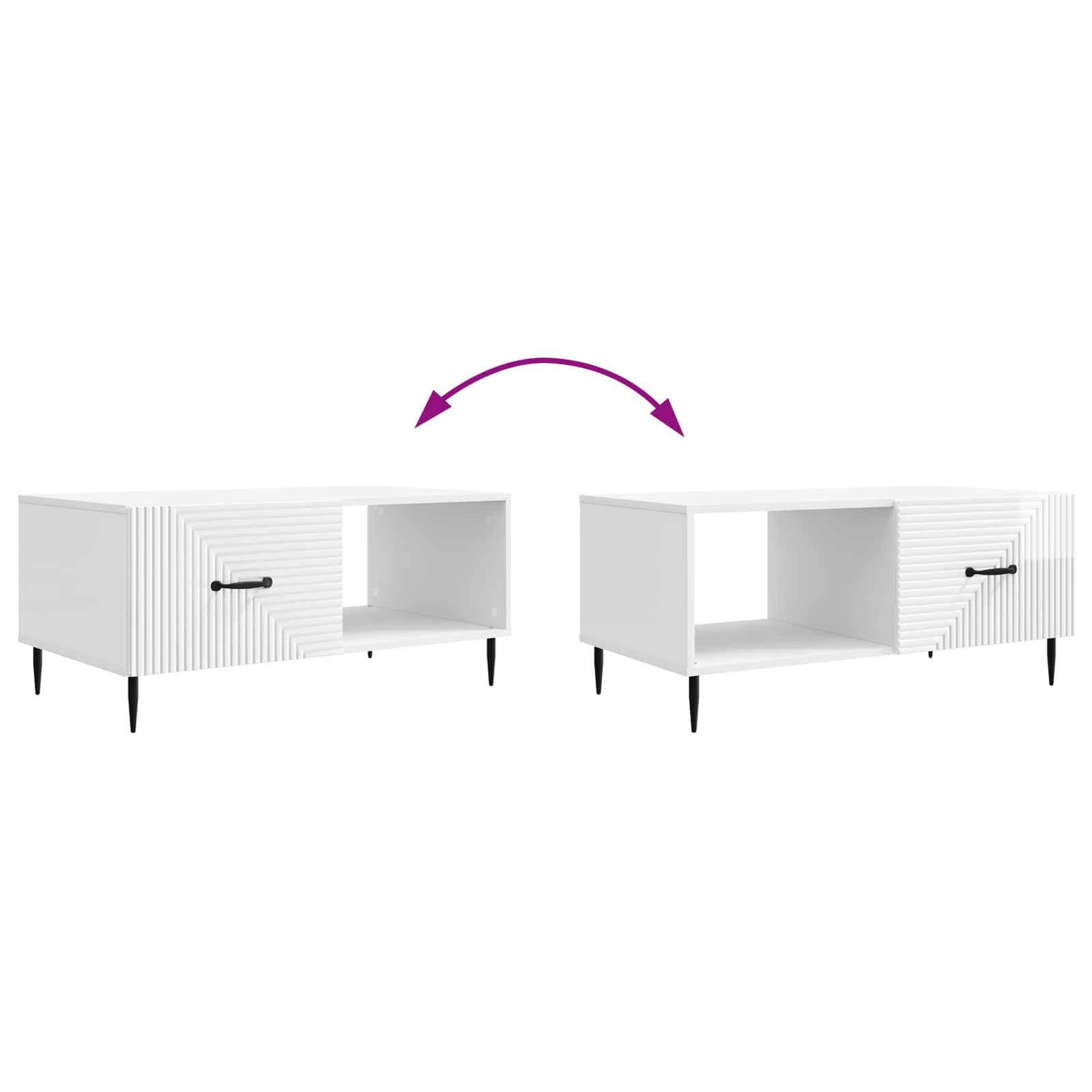 Salontafel Hoogglans Wit 90 x 50 x 40 cm Bewerkt hout