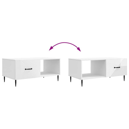 Salontafel Hoogglans Wit 90 x 50 x 40 cm Bewerkt hout