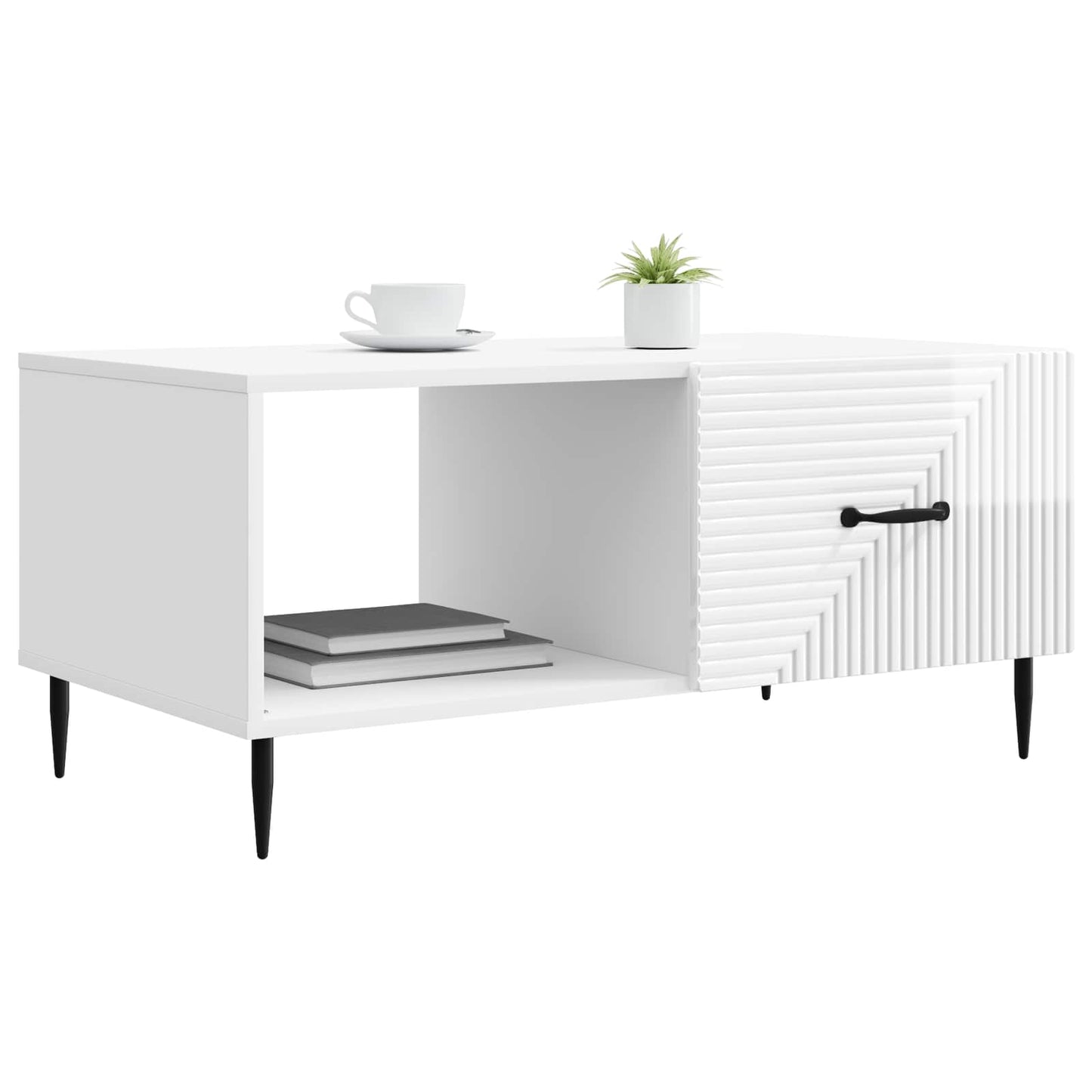 Salontafel Hoogglans Wit 90 x 50 x 40 cm Bewerkt hout