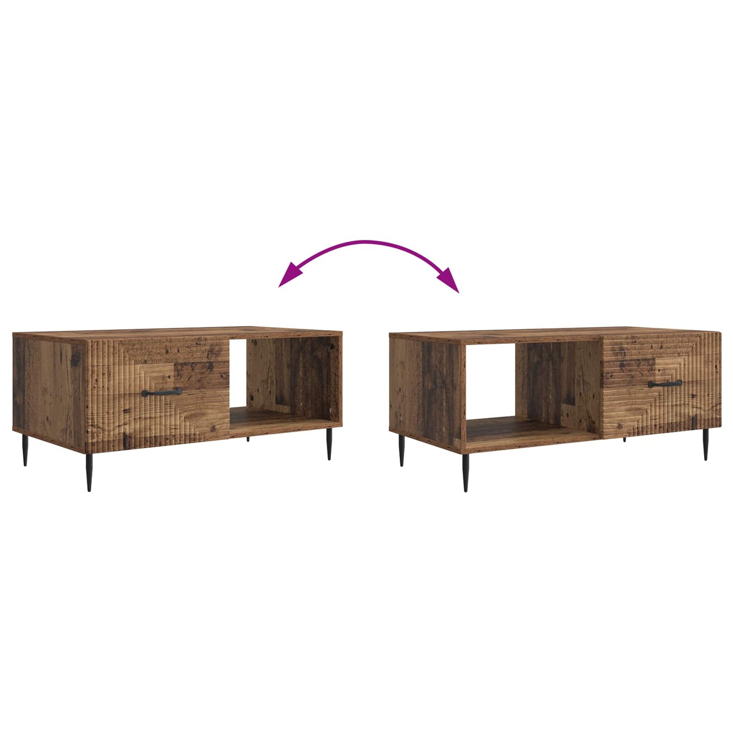 Salontafel Oud hout 90 x 50 x 40 cm Bewerkt hout