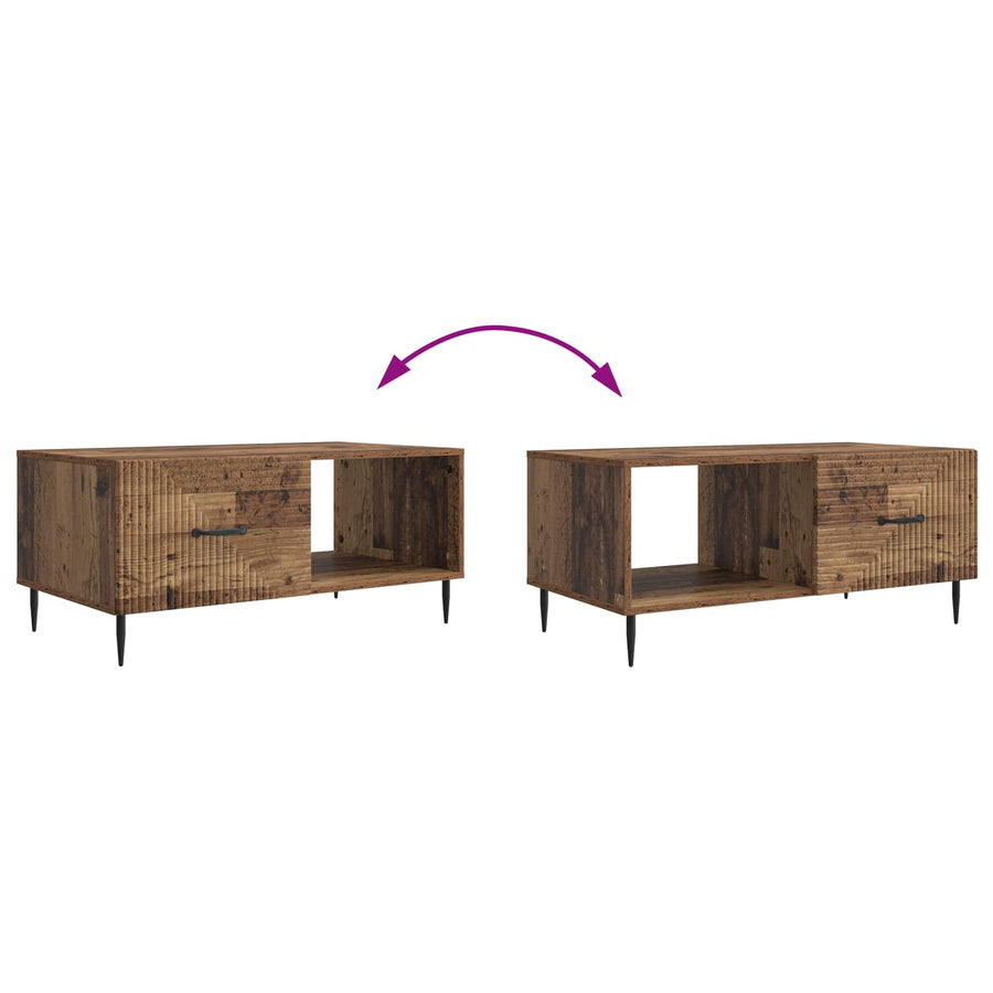 Salontafel Oud hout 90 x 50 x 40 cm Bewerkt hout