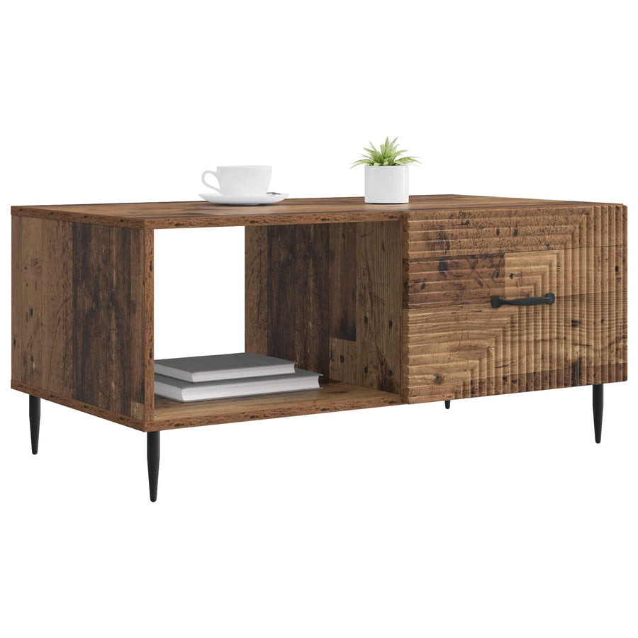 Salontafel Oud hout 90 x 50 x 40 cm Bewerkt hout