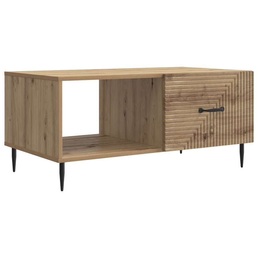 Salontafel Artisanaal eiken 90 x 50 x 40 cm Bewerkt hout