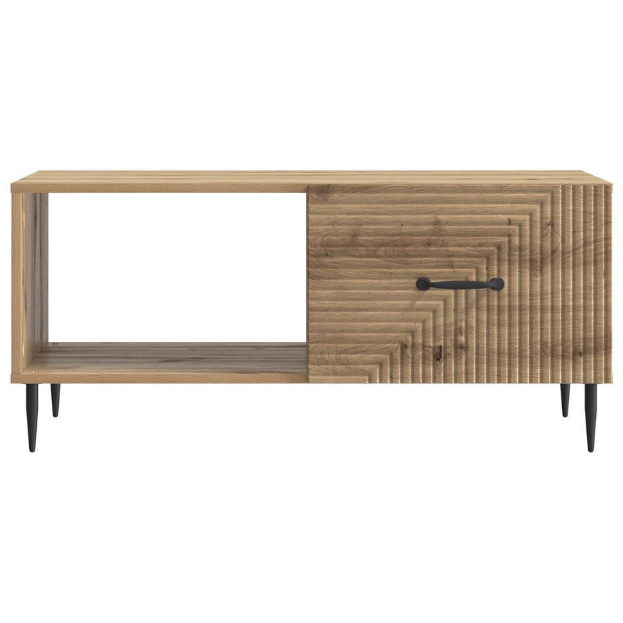 Salontafel Artisanaal eiken 90 x 50 x 40 cm Bewerkt hout
