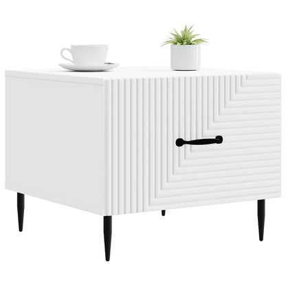 Salontafel met lade Wit 49 x 50 x 40 cm Bewerkt hout