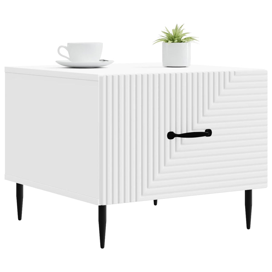 Salontafel met lade Wit 49 x 50 x 40 cm Bewerkt hout
