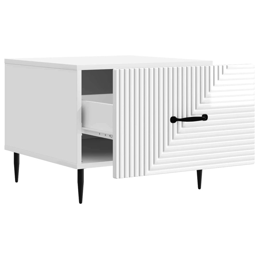 Salontafel met lade Hoogglans Wit 49 x 50 x 40 cm Bewerkt hout