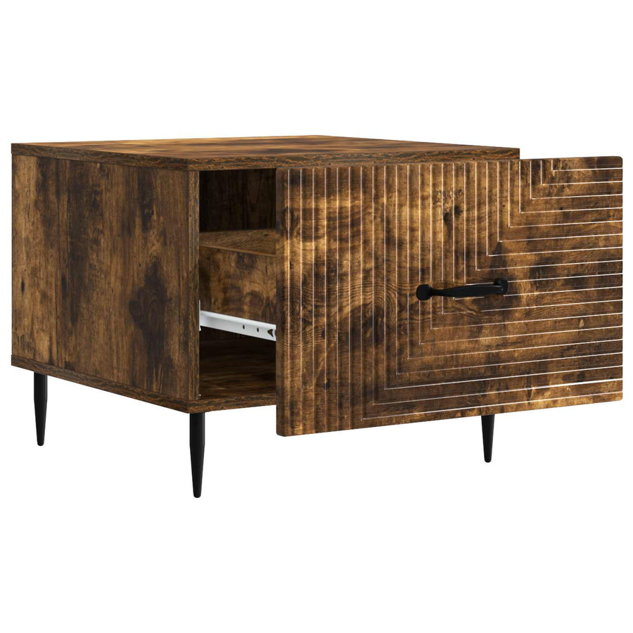 Salontafel met lade Gerookt eiken 49 x 50 x 40 cm Bewerkt hout