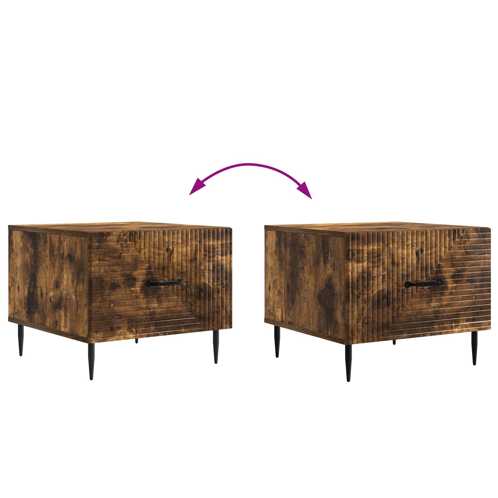 Salontafel met lade Gerookt eiken 49 x 50 x 40 cm Bewerkt hout