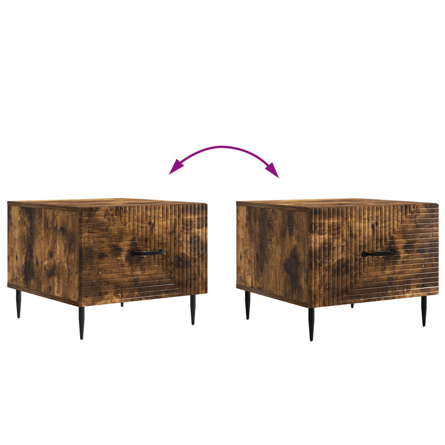 Salontafel met lade Gerookt eiken 49 x 50 x 40 cm Bewerkt hout