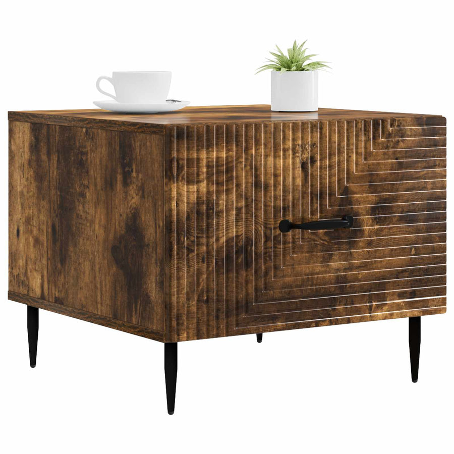 Salontafel met lade Gerookt eiken 49 x 50 x 40 cm Bewerkt hout
