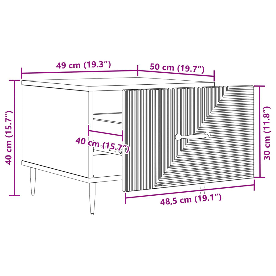 Salontafel met lade Oud hout 49 x 50 x 40 cm Bewerkt hout