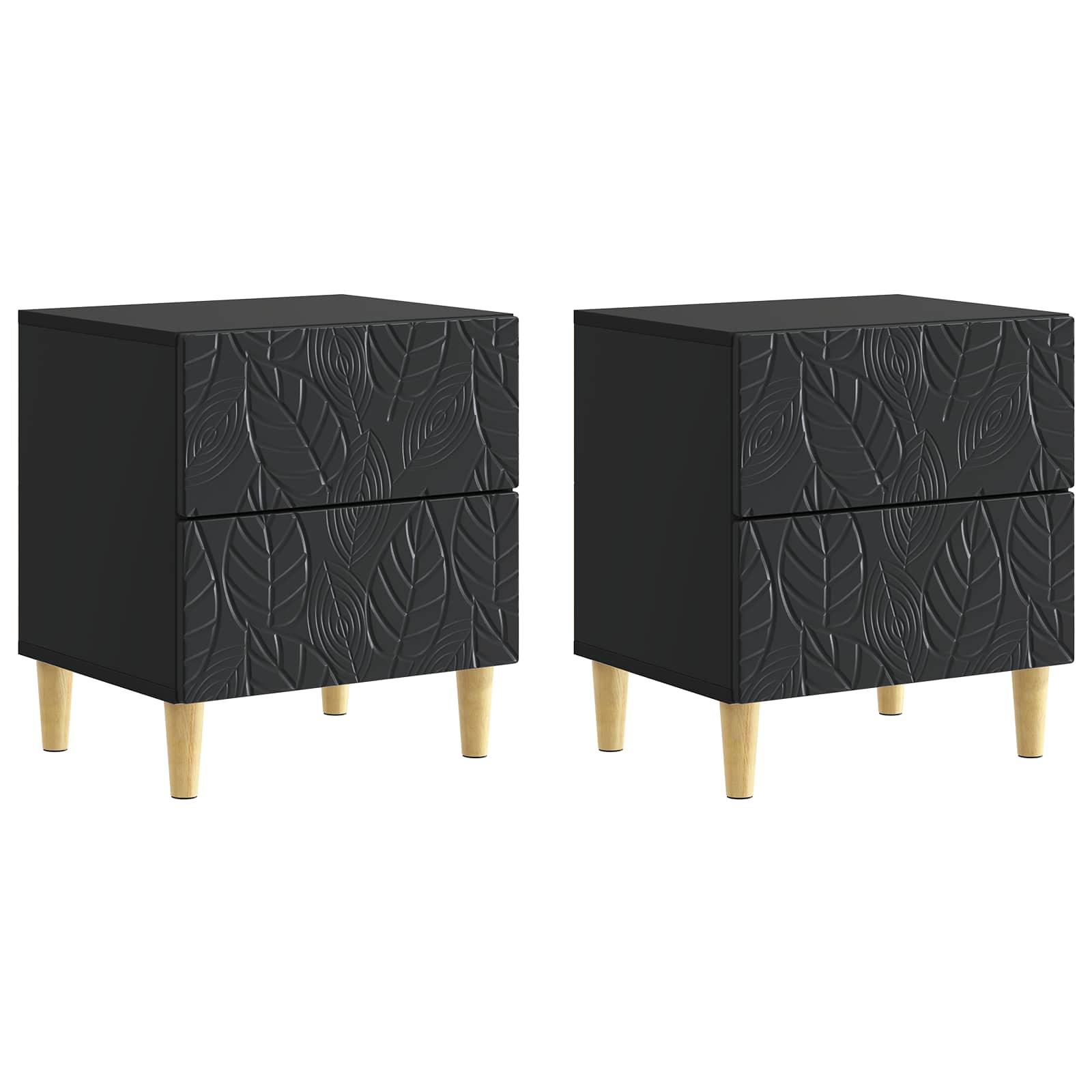 Nachtkastje 2 pcs Zwart 43 x 34,5 x 48 cm Bewerkt hout