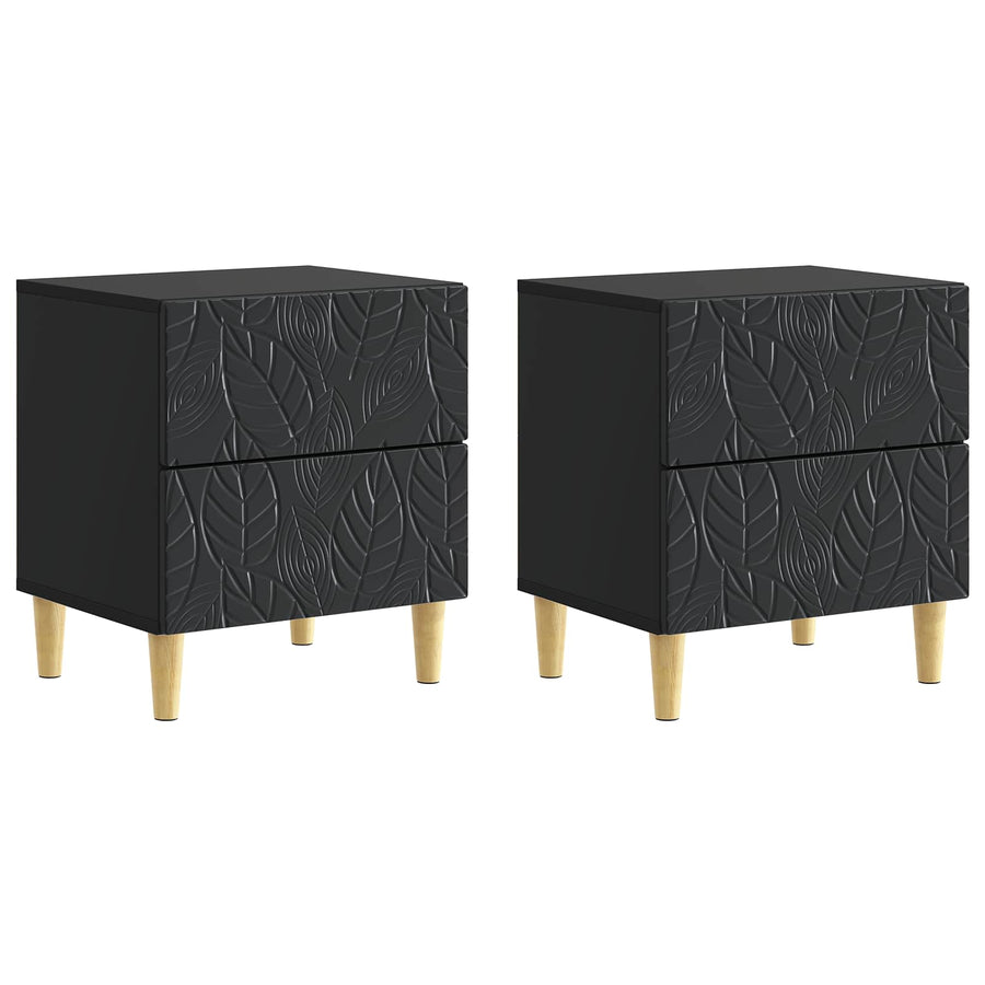 Nachtkastje 2 pcs Zwart 43 x 34,5 x 48 cm Bewerkt hout