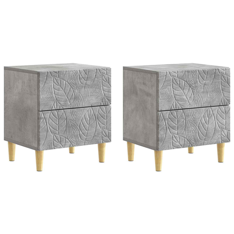 Nachtkastje 2 pcs Betongrijs 43 x 34,5 x 48 cm Bewerkt hout