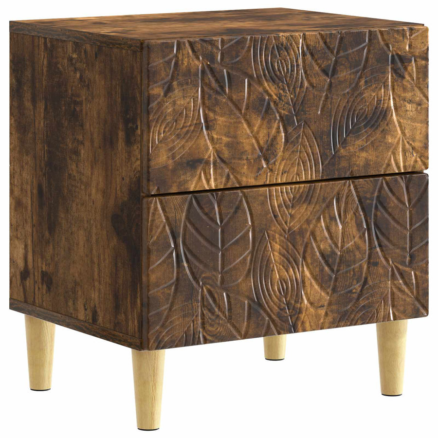 Nachtkastje 2 pcs Gerookt eiken 43 x 34,5 x 48 cm Bewerkt hout