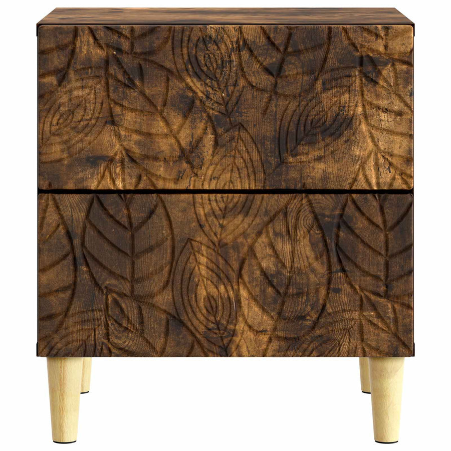 Nachtkastje 2 pcs Gerookt eiken 43 x 34,5 x 48 cm Bewerkt hout