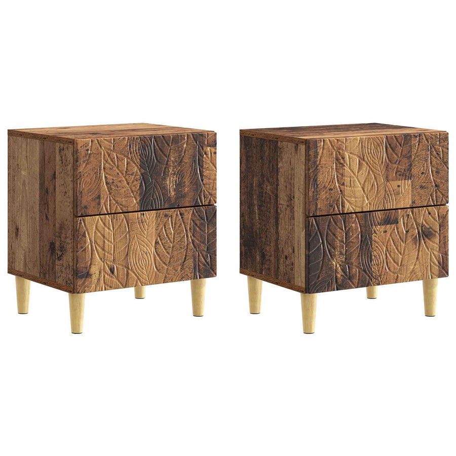 Nachtkastje 2 pcs Oud hout 43 x 34,5 x 48 cm Bewerkt hout
