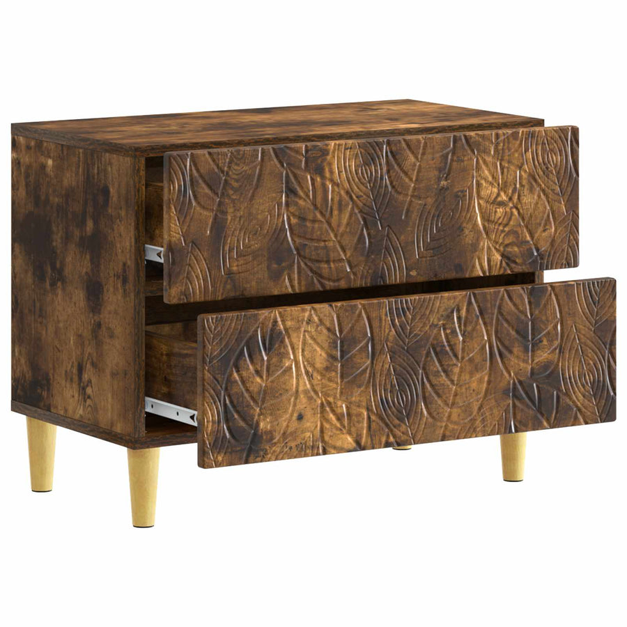 Nachtkastje Gerookt eiken 62 x 34,5 x 48 cm Bewerkt hout