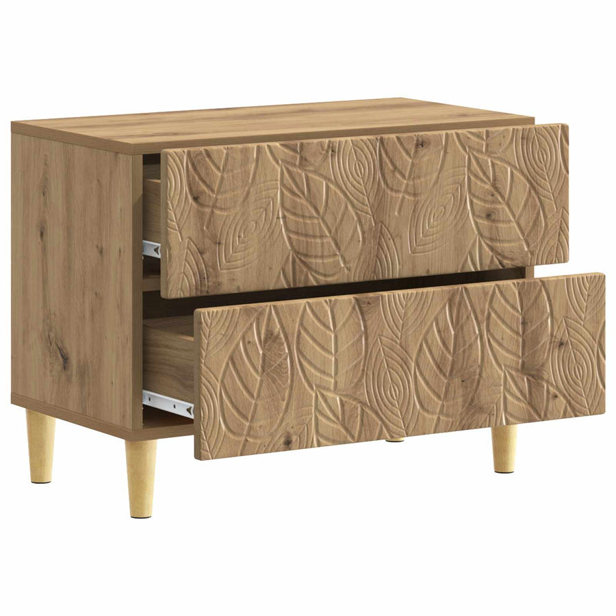 Nachtkastje Artisanaal eiken 62 x 34,5 x 48 cm Bewerkt hout