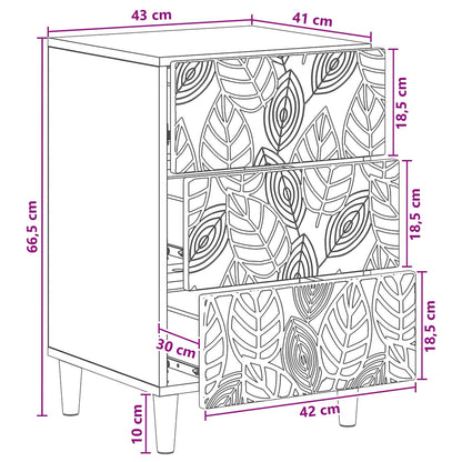 Nachtkastje Gerookt eiken 43 x 39,5 x 66,5 cm Bewerkt hout
