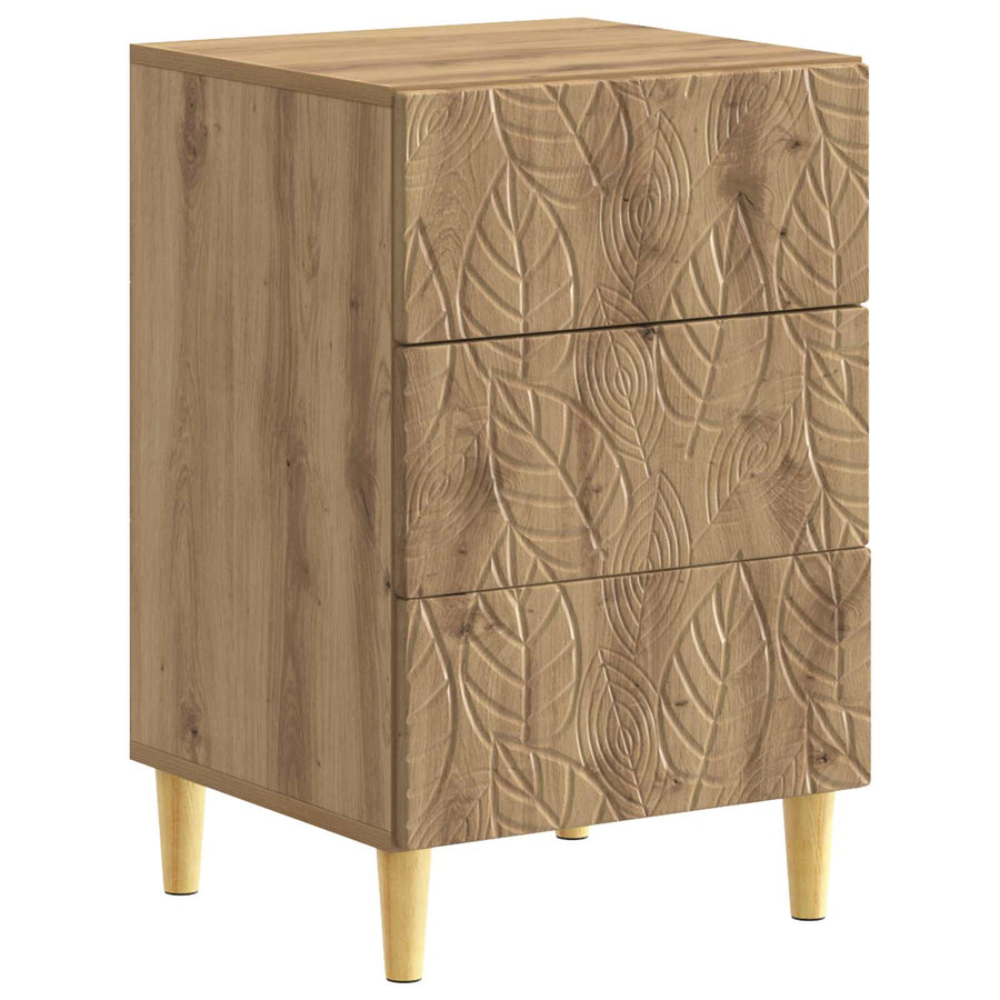 Nachtkastje Artisanaal eiken 43 x 39,5 x 66,5 cm Bewerkt hout