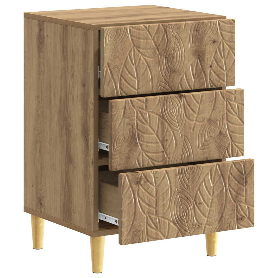 Nachtkastje Artisanaal eiken 43 x 39,5 x 66,5 cm Bewerkt hout