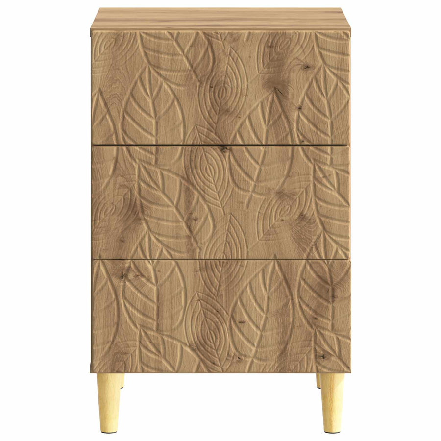 Nachtkastje Artisanaal eiken 43 x 39,5 x 66,5 cm Bewerkt hout