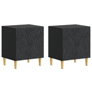 Nachtkastje 2 stuks 43x34,5x50 cm zwart bewerkt hout