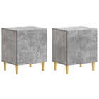 Nachtkastje 2 stuks 43x34,5x50 cm betongrijs bewerkt hout