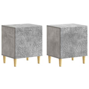 Nachtkastje 2 stuks 43x34,5x50 cm betongrijs bewerkt hout